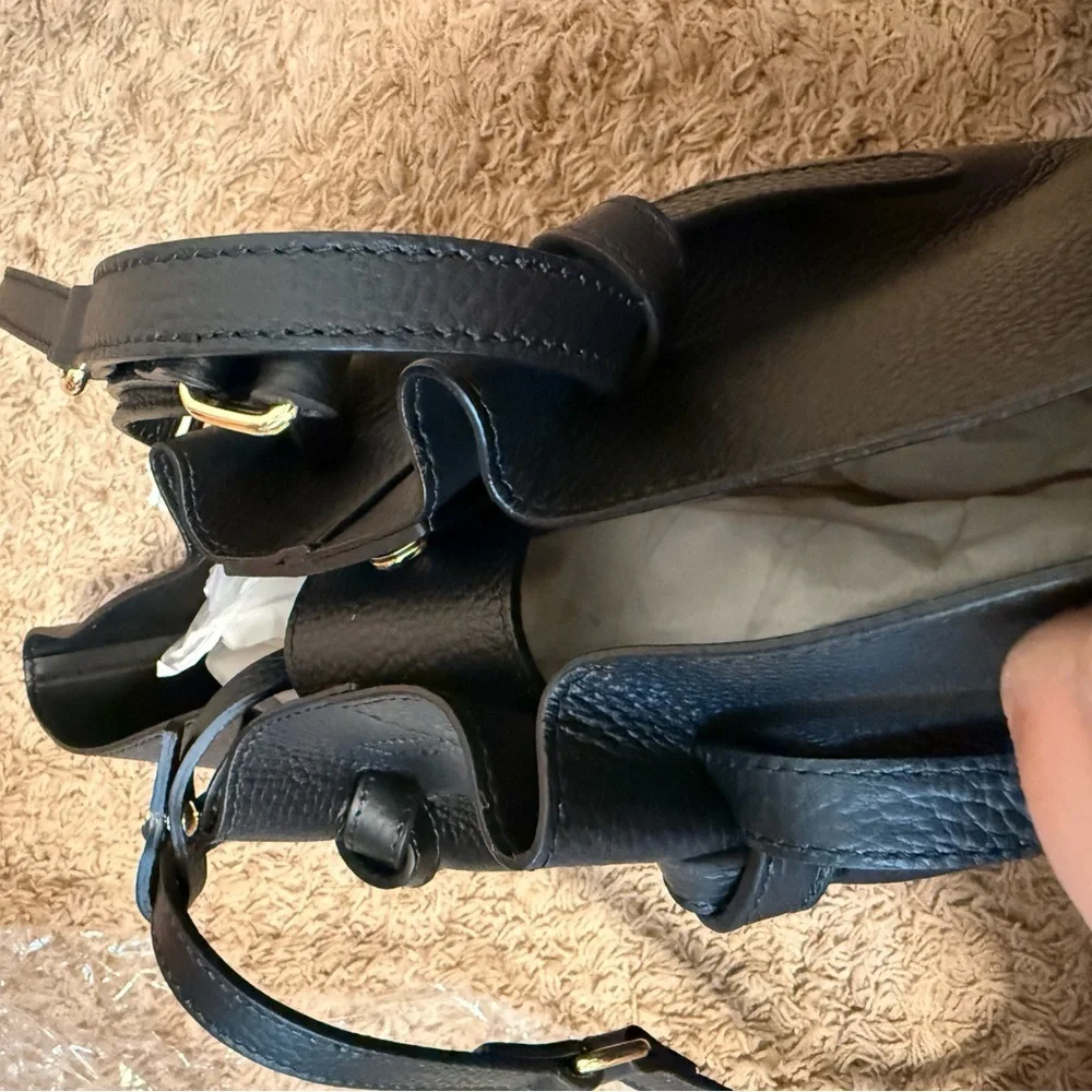 Isadora Black Leather Tote Bag